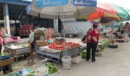 摆摊小贩吃瓜视频